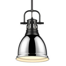  3604-S BLK-CH - Duncan Small Pendant with Rod in Matte Black with Chrome